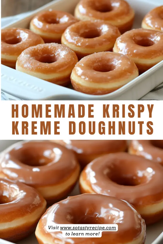 Homemade Krispy Kreme Doughnuts fresh out of the fryer with a glossy glaze.

