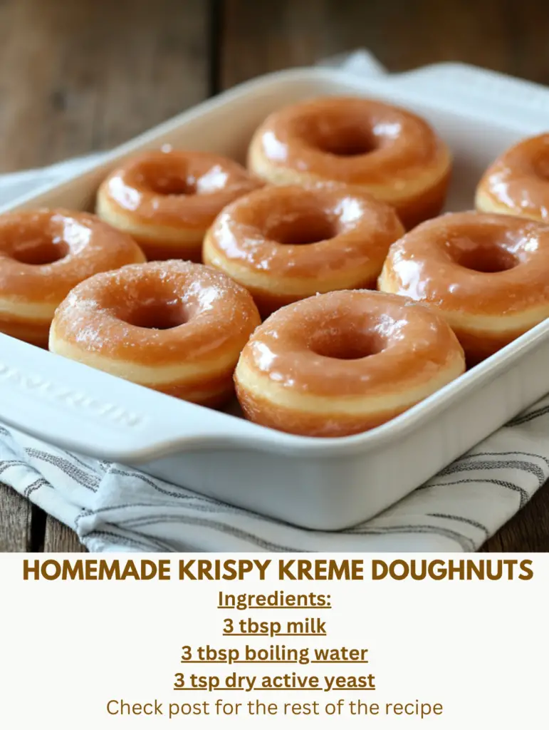 Homemade Krispy Kreme Doughnuts fresh out of the fryer with a glossy glaze.

