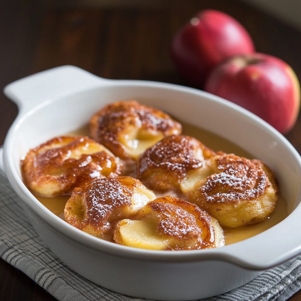 Freshly baked apple fritters on a rustic wooden plate.